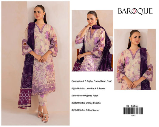 3 PIECE BAROQUE LUXURY LAWN COLLECTION